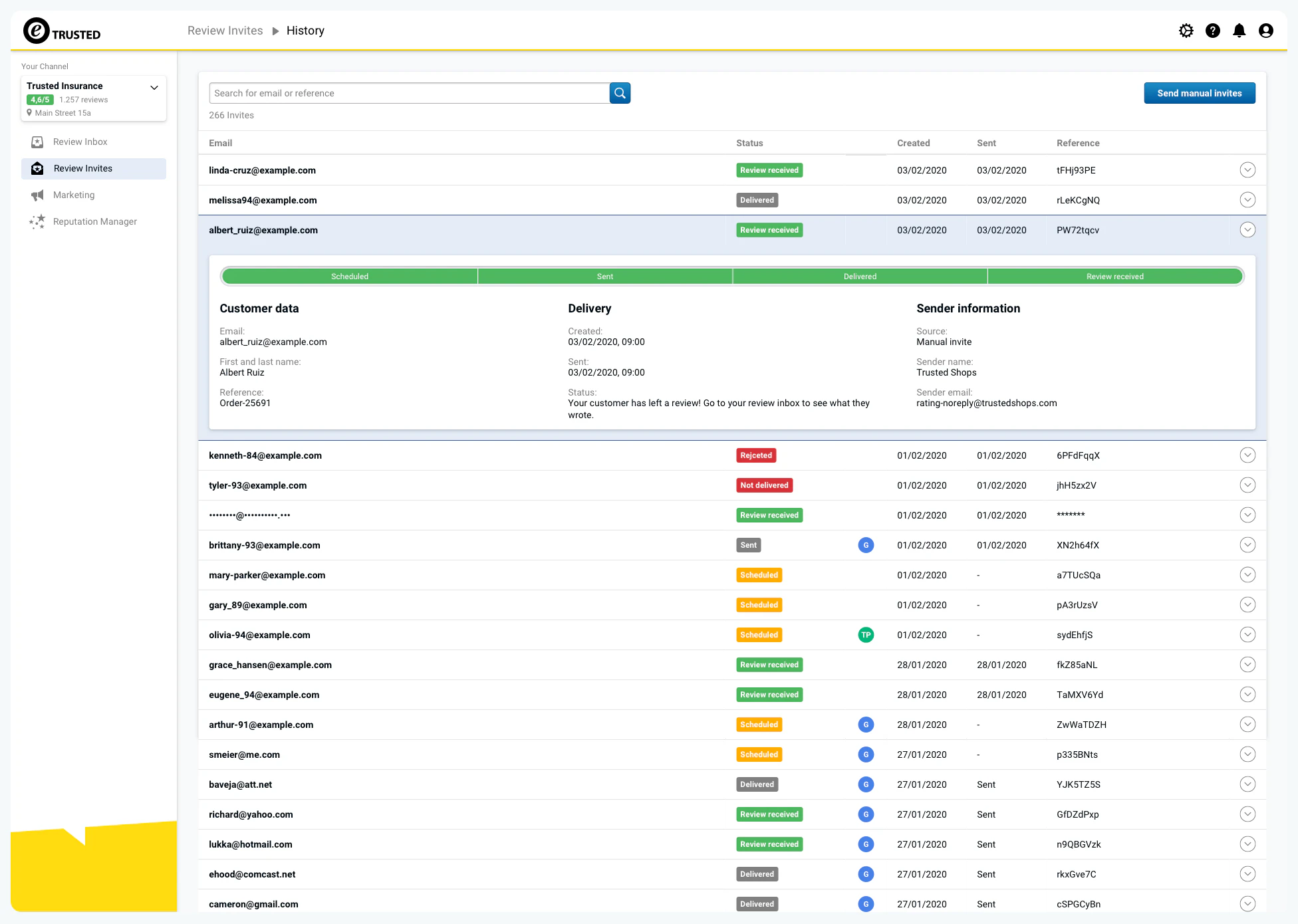screenshot of eTrusted Experience Feedback Solution